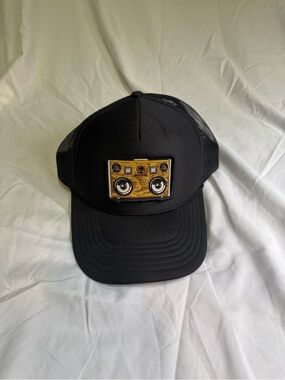 OTTO Black Trucker Hat with Gold Cassette Patch